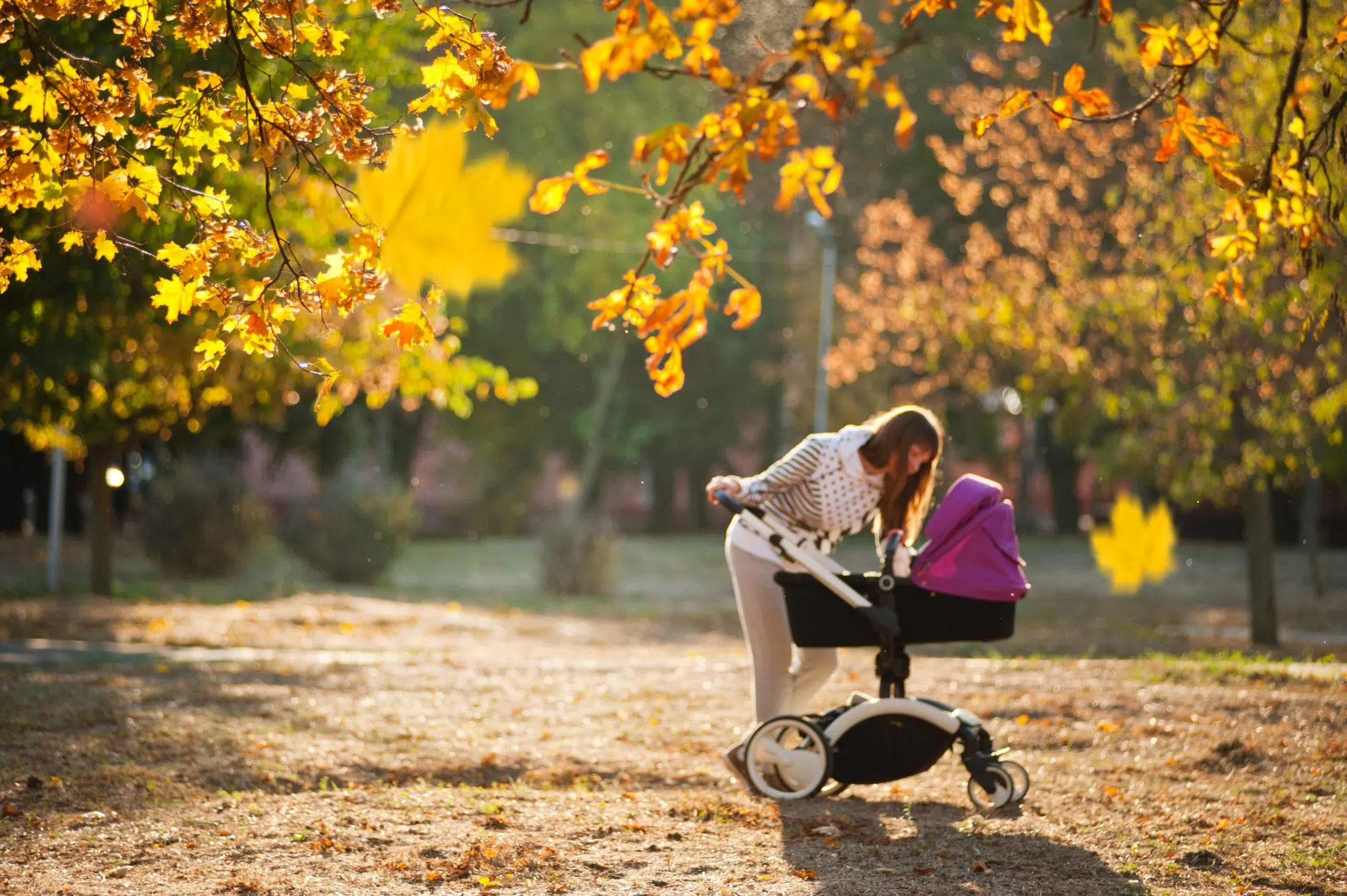 Promener le bébé en poussette trio