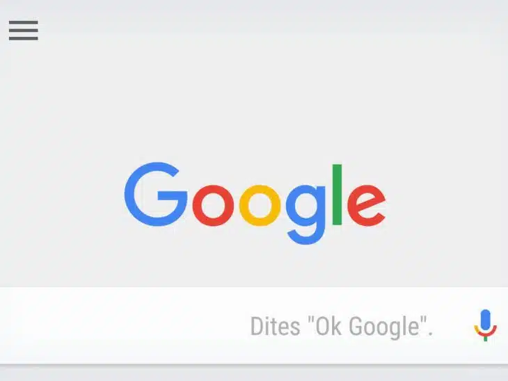 Menu principal moteur de recherhce Google