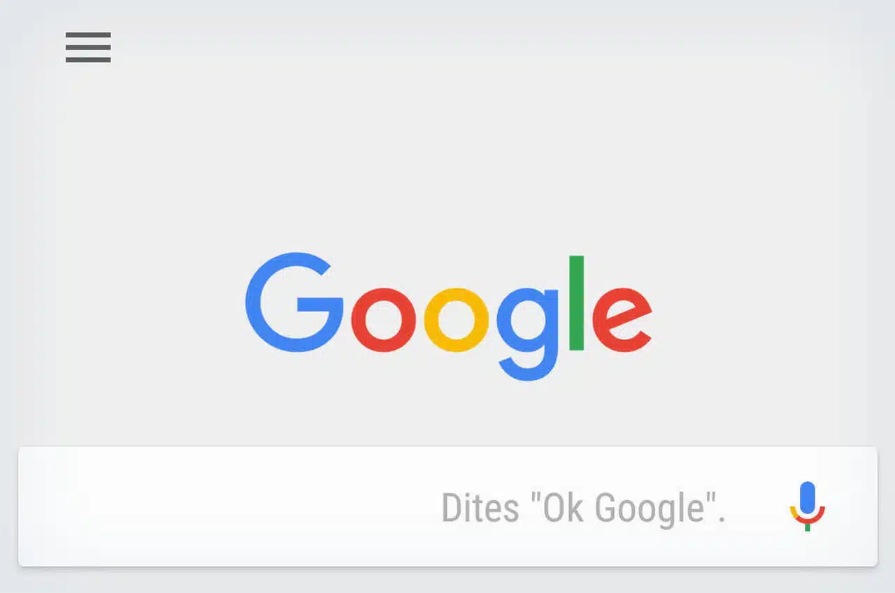 Menu principal moteur de recherhce Google