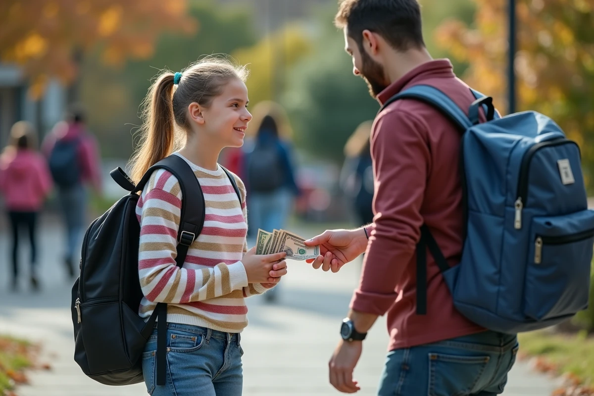 Adolescente de 15 ans parlant avec son père devant l