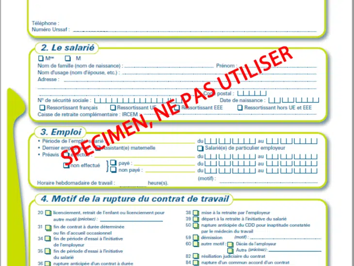 Attestation pôle emploi