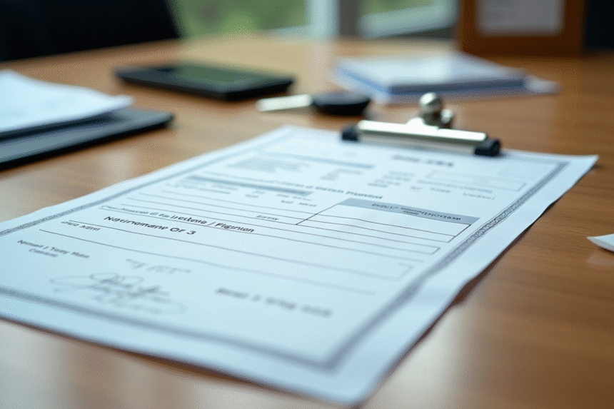 Certificat d'immatriculation voiture sur bureau en bois