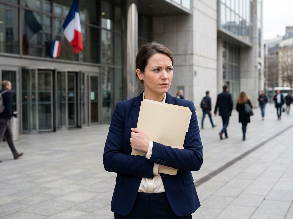 Femme d affaires devant un bâtiment administratif moderne