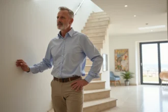 Escalier en pierre naturelle intégrant design et accessibilité dans une maison