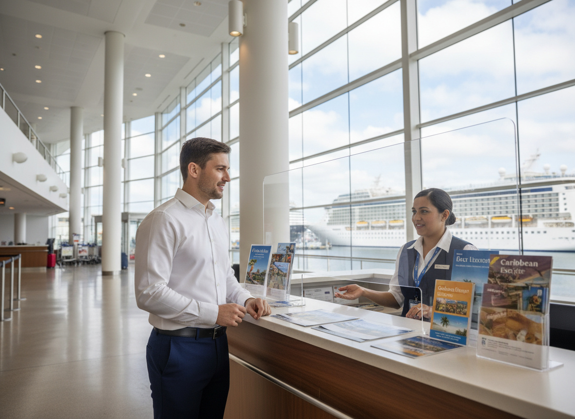 Jeune homme au comptoir d