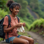 Jeune femme créole souriante en randonnée à Réunion