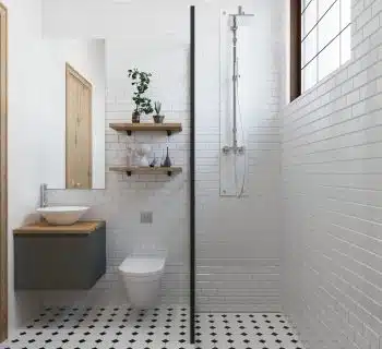 Salle de bain avec colonne de douche