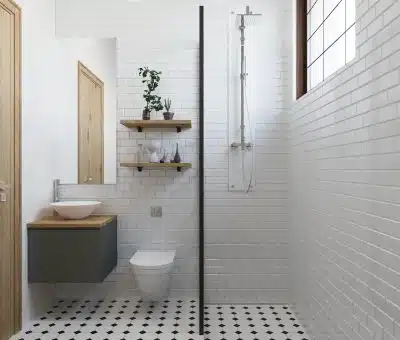 Salle de bain avec colonne de douche