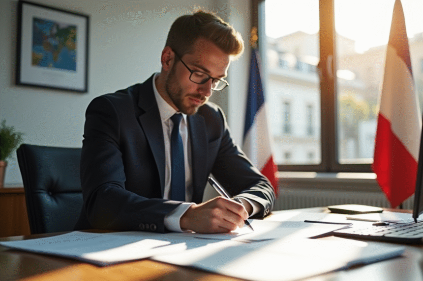 Personne bien habille remplissant papiers administratifs