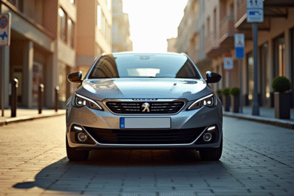 Peugeot 308 GT Line stationnée en ville ensoleillée