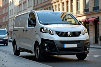 Véhicule Peugeot Expert stationné en ville en journée